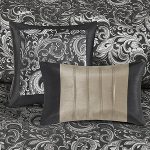 JLA Home Madison Park Essentials - 24 Piece Room in a Bag Jacquard Paisley 24-Pc Bedding Set with Curtains, Hypoallergenic Luxury MPE10-979