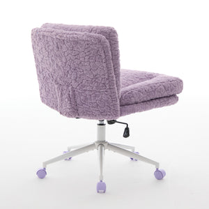English Elm W26.4 Plush faux alpaca wide seat office chair with double cushion, 360° swivel, ergonomic chic design Violet W1143P369103