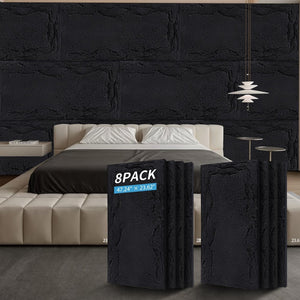 English Elm 3d Faux Stone Pu Wainscoting Panels Lightweight Waterproof Interior Accent Wall Set Antique Black W347P478074