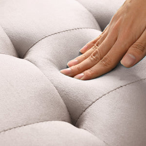 English Elm Square Velvet Ottoman with Storage, Cream Upholstery, Child-Safe Hinge, Rivet Trim, Solid Wood Feet, Compact Comfort Pink W2941P242273