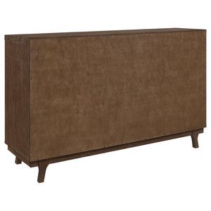 English Elm McCall Brown Oak 2-Door Server with Drawer, Rustic Farmhouse Sideboard 59" Wide, Felt-Lined Top B062P358301