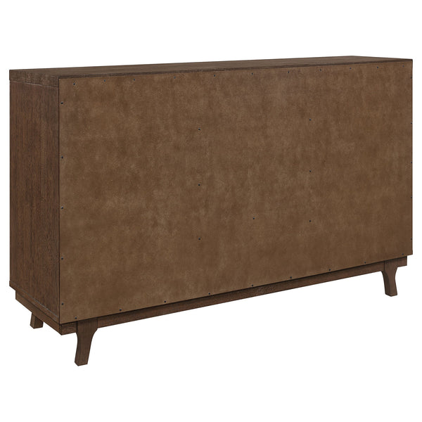 English Elm McCall Brown Oak 2-Door Server with Drawer, Rustic Farmhouse Sideboard 59" Wide, Felt-Lined Top B062P358301