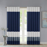 Madison Park Amherst Transitional Polyoni Pintuck Curtain Panel MP40-2225 Navy