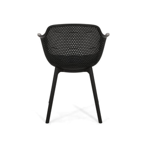 English Elm Christopher Knight Home® - LOTUS modern outdoor dining chair with weather-resistant polypropylene, perforated diamond pattern comfort and stability Black 23.5 L x 23.5 W x 22.5 H 69068.00BLK