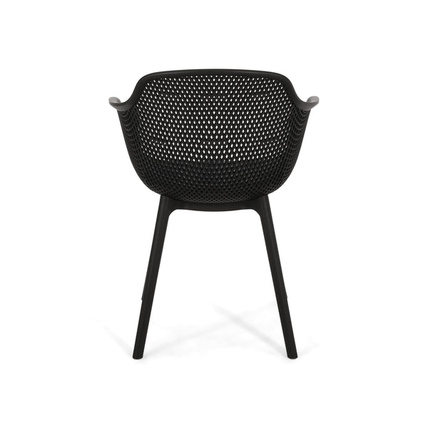 English Elm Christopher Knight Home® - LOTUS modern outdoor dining chair with weather-resistant polypropylene, perforated diamond pattern comfort and stability Black 23.5 L x 23.5 W x 22.5 H 69068.00BLK