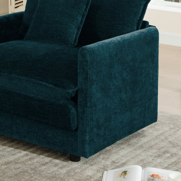 English Elm Sofa 3 Piece Living Room Set Chenille Upholstered Rounded Arms with High Density Foam Seating W714S00590