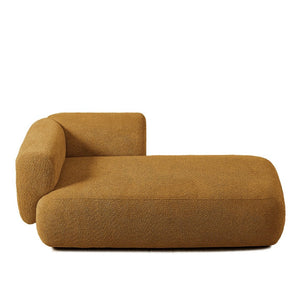 English Elm Upholstered Boucle Chaise Lounge with Wood Legs for Bedroom or Living Room W5515P437362