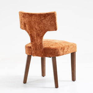 English Elm Mid Mid Century Modern Dining Chairs Set of 2 Upholstered Linen Accent Chairs with Solid Wood Frame, Ergonomic Support and Nailhead Trim Orange W794P335662