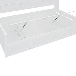 English Elm Twin Size Wooden Daybed With Hydraulic Lift & Integrated Cabinet For Smart Space-Saving Solutions N820S00046K-GIGA