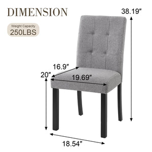 English Elm 4 Piece Modern Tufted Dining Chair Set with Rustic Linen Upholstery, Black Rubber Wood Legs, Durable Comfort and 250 lb Capacity Gray N752P317334E