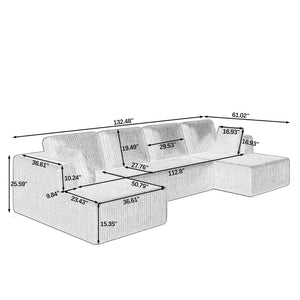 English Elm U Shape Modular Sectional Sofa - Versatile Corduroy Couch For Modern Living Rooms & Bedrooms, Comfy Design W487S00273-GIGA