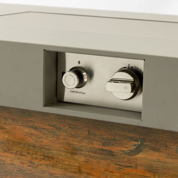 English Elm 48_inch Iron Fire Pit Table with Wood Grain Gray - Modern Outdoor Propane Table, Stainless Burner, Seats 5-6 W3131P277179