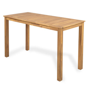 English Elm Christopher Knight Home® - Rectangular Acacia Outdoor Bar Table in Light Teak — 36.5" Bar Height, Slatted Top, Weather-Resistant Finish N776P247430L