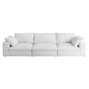 English Elm Oversized Cloud Modular Sectional Sofa with Feather-Filled Cushions, Convertible V-Shape, Storage Ottomans, Removable Covers Natural+White W2824S00019