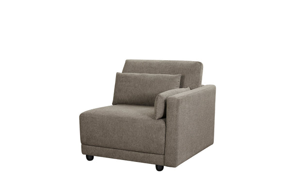 English Elm Rylie Brown Linen 4Pcs Modular Sectional Sofa – Pocket Coil Seats, Wooden Frame, Toss Pillows, 39" Deep B2726S00424