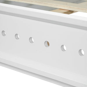 English Elm Pine Solid Wood Queen Platform Bed Matte Finish Tall Headboard No Box Spring White N770PQ291030K