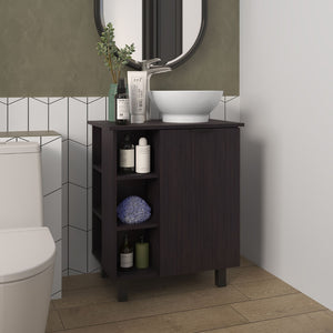 English Elm Wengue Bathroom Vanity With 8 Storage Shelves & Elegant Design For Compact Spaces & Modern Style B062P355666-GIGA