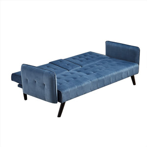 English Elm 72" Tufted Velvet Futon Sleeper Sofa with Console Mid-century 3 Seat Compact B2735P490975