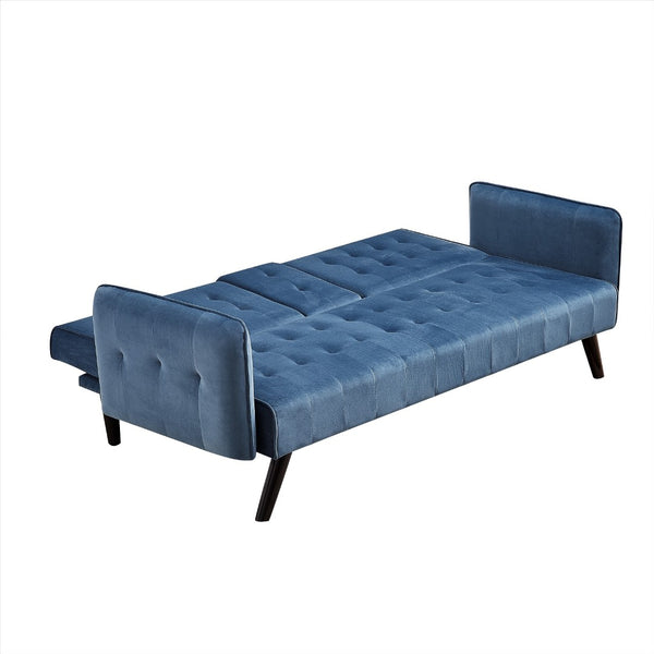 English Elm 72" Tufted Velvet Futon Sleeper Sofa with Console Mid-century 3 Seat Compact B2735P490975