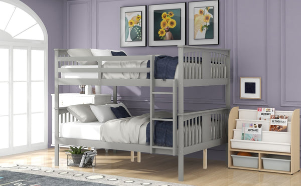 English Elm Full Over Bunk Bed Solid Pine Frame White Finish Converts to Two Beds LT000203AAE-1