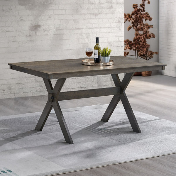English Elm Gray 59"W x 35"D Rectangular Dining Table with X‑Shape Legs, Modern Rustic Wood Finish, Easy Assembly B2741P327424
