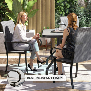 English Elm Outsunny 4 Piece Pe Rattan Patio Armchairs High Back Deep Seat Resort Dining Set W2225P485556