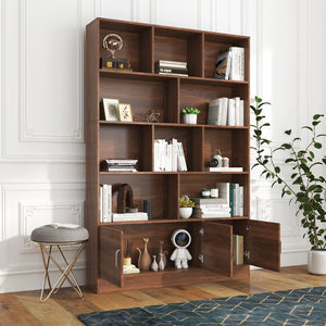 English Elm 70.87" Tall Bookshelf with 10 Cubes and 3 Doors — 4-Tier Modern Cube Organizer for Living Room Office W331P257393