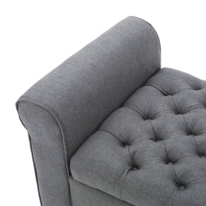 English Elm Christopher Knight Home® - HAYES Armed Storage Bench with Button-Tufted Diamond Stitch, Rolled Arms, Hidden Lift Storage, 50" Gray 59335.00DGY