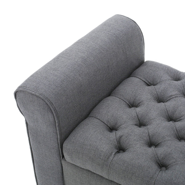 English Elm Christopher Knight Home® - HAYES Armed Storage Bench with Button-Tufted Diamond Stitch, Rolled Arms, Hidden Lift Storage, 50" Gray 59335.00DGY