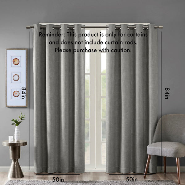 English Elm Printed Botanical Blackout Curtain Panel — SunSmart Julie textured polyester slub with noise-reducing foamback for energy savings and privacy, silver grommet top, 50x95" Grey 3.05 L x 10.24 W x 8.66 H B03599784