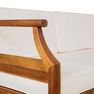 English Elm Christopher Knight Home® - Aston Left-Side 2-Seater Sofa In Beige - Stylish Acacia Wood Loveseat For Outdoor Comfort & Durability N773P252037B