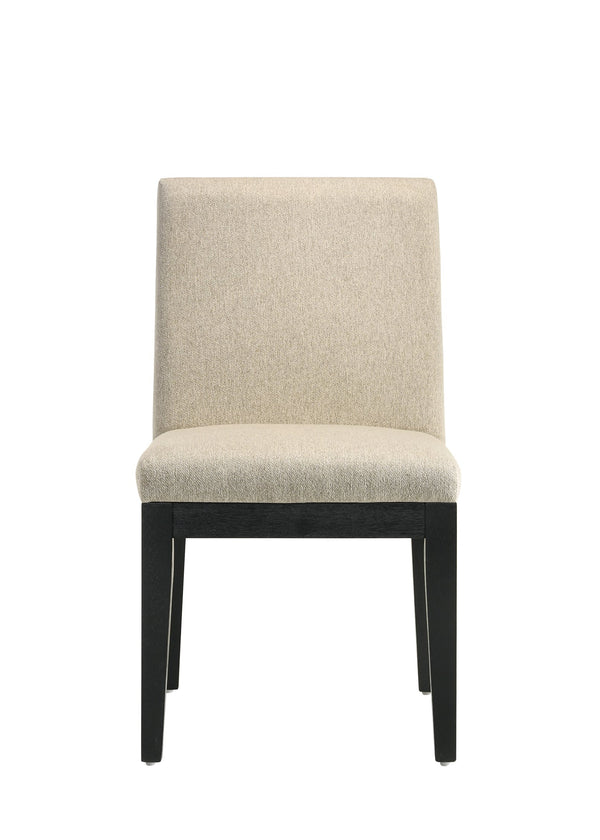 English Elm Froja Upholstered Beige Fabric Side Chair Set of 2 with Black Wood Frame, Foam-Padded Comfort B2726P250492