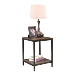 English Elm Side Table - Stylish Brown Finish, Compact Design With Sturdy Metal Frame For Versatile Storage & Display B356P367922-GIGA