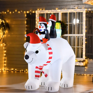 English Elm Homcom 7 Ft Inflatable Polar Bear & Penguins - Led Lighted Holiday Yard Decoration For Festive Cheer W2225P229401