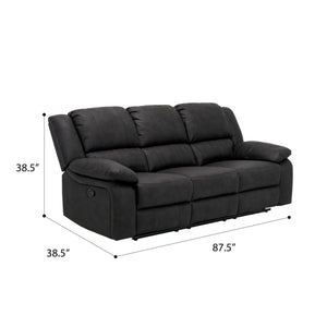 English Elm Wallace & Bay - Black Reclining Sofa Upholstered Fabric Contemporary Black Licorice 87.5" Wide Easy-Care Comfort Recliner Lounge Seating B361P384411