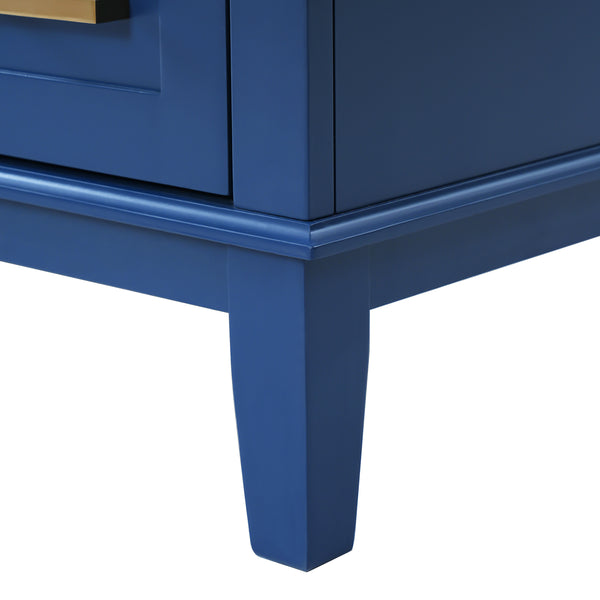 English Elm 36" Blue Modern Bathroom Vanity with Ceramic Sink, Solid Wood+MDF, Soft-Close Doors, 4 Drawers, Compact Elegance for Small Spaces N729P253935C