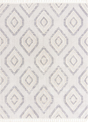 Unique Loom Cherokee Gatlinburg Machine Made Geometric Rug Ivory, Gray 7' 10" x 10' 0"