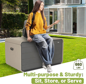 English Elm Resin 160 Gallon Deck Box - Heavy-Duty Waterproof Outdoor Storage Bench with Lockable Lid, Gray W1859P385057