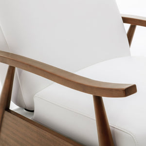 English Elm Sarasota Wood Arm Push Back Recliner with Leather Gel Upholstery, Chestnut Arms & 3-Position Comfort White B050P281017