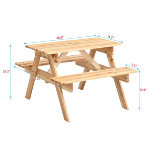English Elm Children's Natural Wood Dining Table and Chairs Set – Multi-Functional, Durable, Perfect Gift for Kids W495P298900