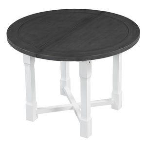 English Elm Trexm Farmhouse Round Extendable Dining Set Birch Veneer Table Upholstered Chairs ST000139AAE