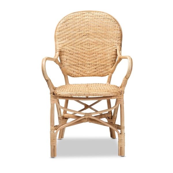 English Elm Modern Woven Rattan Dining Chair with Sculptural Back for Bohemian Coastal Spaces B2750P470035