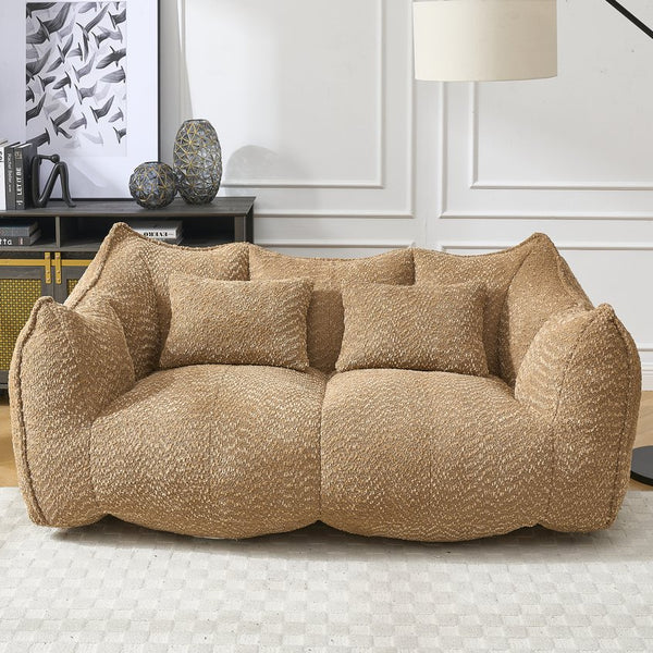 English Elm Soft Plush Foam Beanbag Chair for Two People, Square Recliner Sofa With Superfiber Comfort Embrace Coffee W1996P252275