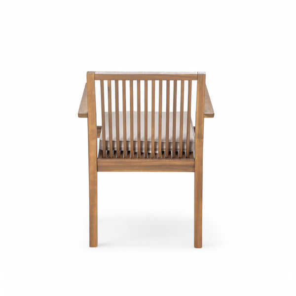 English Elm Christopher Knight Home® - Patio Acacia Wood Dining Chairs Set of 2 with Waterproof Cushions, Ergonomic Armrests, 400 lb Capacity Beige,Brown N779P234497B