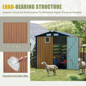 English Elm 6x8ft Outdoor Steel Storage Shed Lockable Vented Galvanized Metal Garden Backyard Tool Unit Yellow W1598P361332