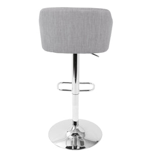English Elm Daniella Upholstered Adjustable Swivel Barstool in Light Grey — Bucket Seat, Chrome Footrest, 360° Comfort B202P222288