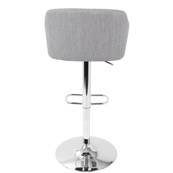 English Elm Daniella Upholstered Adjustable Swivel Barstool in Light Grey — Bucket Seat, Chrome Footrest, 360° Comfort B202P222288