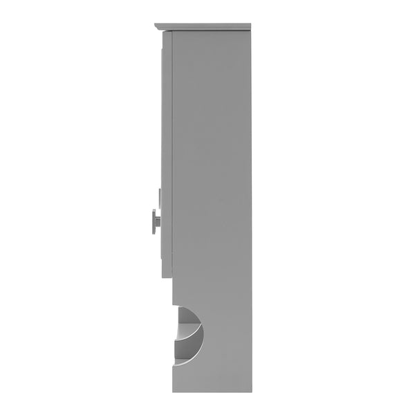 English Elm 35'' Modern Wall-Mounted Medicine Cabinet with Mirror, Hidden Storage and Open Shelves for Bath Gray N710P209443E