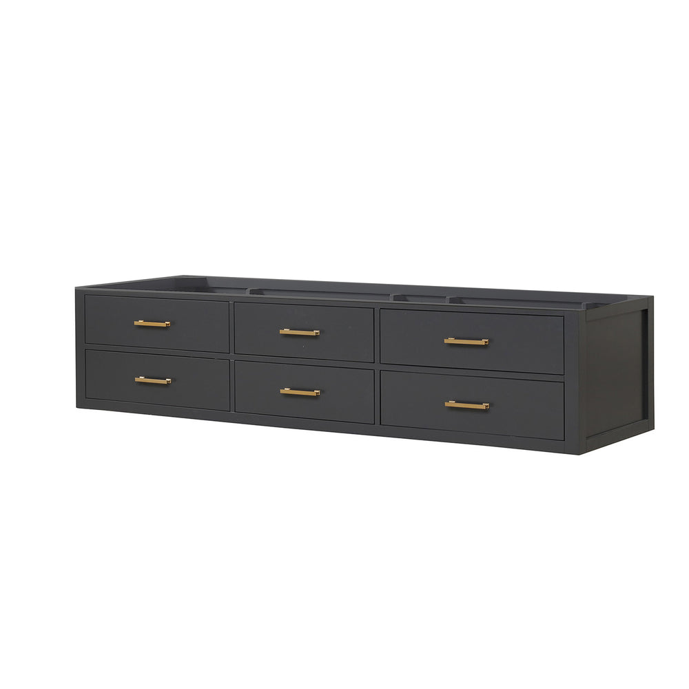 English Elm Black Double Bath Vanity 84" W x 22" D — Midcentury Wallhung Double Sink, Soft-Close Drawers, Fully Assembled B2731P258133