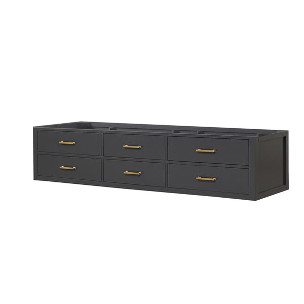 English Elm Black Double Bath Vanity 84" W x 22" D — Midcentury Wallhung Double Sink, Soft-Close Drawers, Fully Assembled B2731P258133